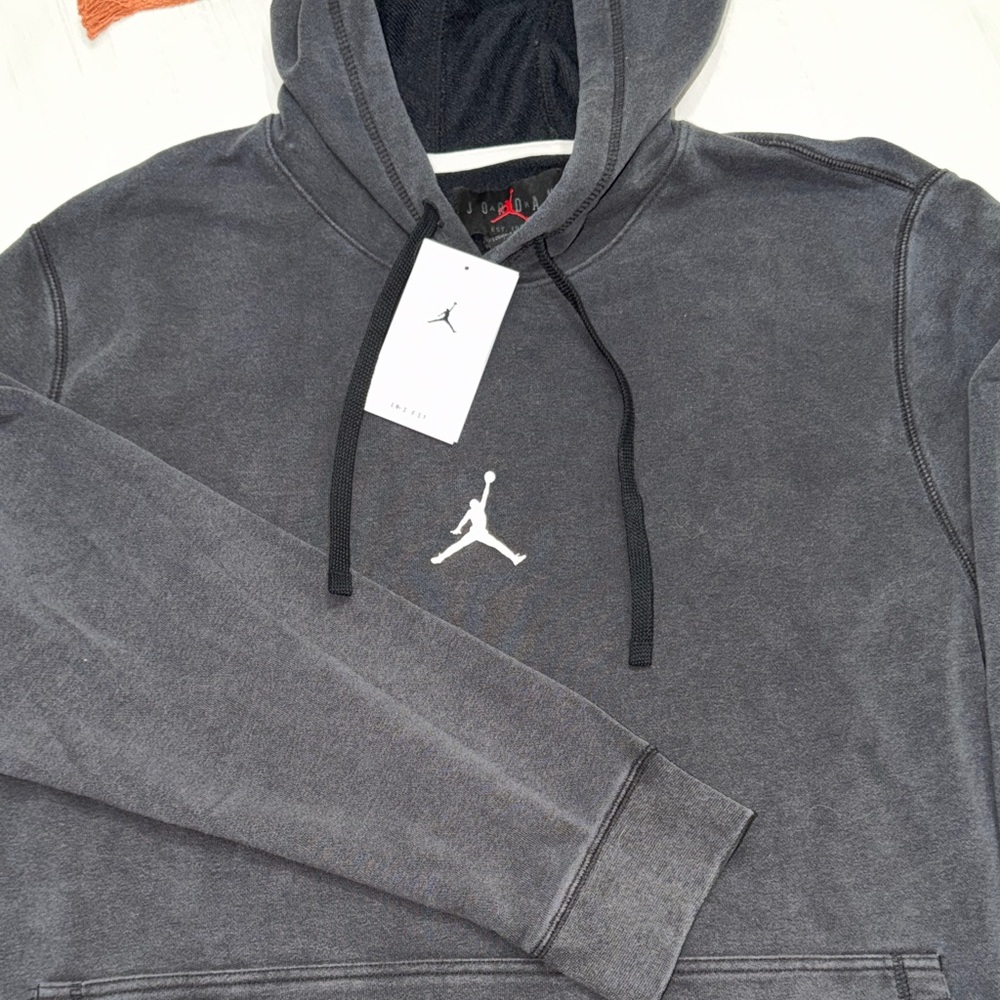 New Air Jordan Charcoal Hoodie with White Logo